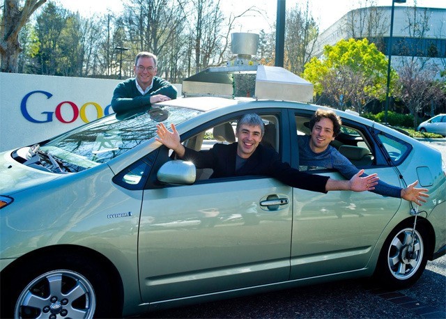 Google Car with Larry Page and Sergey Brin