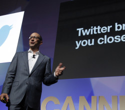 Twitter's CEO Dick Costolo gestures during a conference at the Cannes Lions