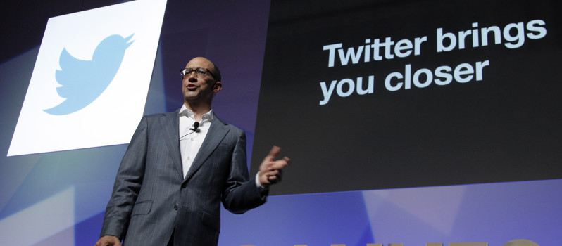 Twitter's CEO Dick Costolo gestures during a conference at the Cannes Lions