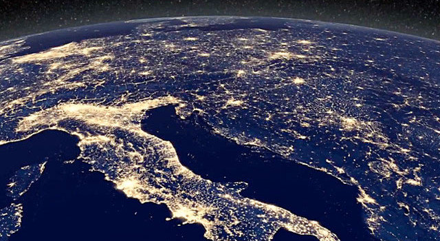 Cloud free night-time view of Earth seen from space