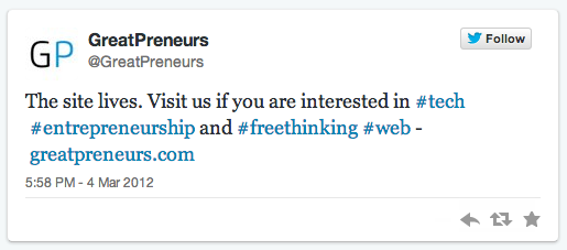 first tweet Introducing Great Preneurs Conference 2014